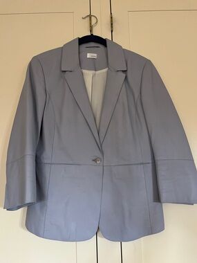 ECRU Powder Blue Leather Single-Button Blazer size M